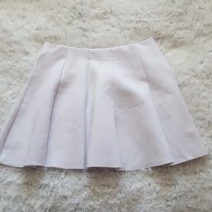 White Pleated Mini Skirt M Elastic Waist Skater